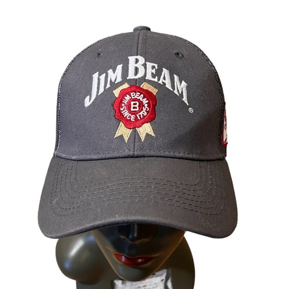 Jim Beam Trucker Hat Cap Gray Logo Snapback Cap Mesh OSFA Whiskey Bourbon EUC - Picture 1 of 6